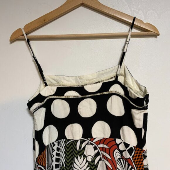 FARM Rio for Anthropologie Black Polka Dot Multi-Print Tiered Midi Dress Size M - Picture 5 of 9